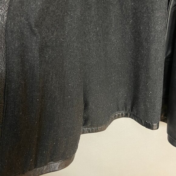 J. Crew‎ Leather Jacket Car Coat Men Black Size XL Wool Lining Lapel Button-Up - Picture 11 of 16